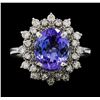 Image 2 : 3.21 ctw Tanzanite and Diamond Ring - 14KT White Gold