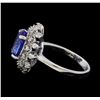 Image 3 : 3.21 ctw Tanzanite and Diamond Ring - 14KT White Gold