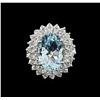 Image 2 : 5.26 ctw Aquamarine and Diamond Ring - 14KT White Gold