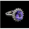 Image 1 : 4.13 ctw Tanzanite and Diamond Ring - 14KT White Gold