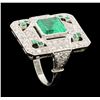 Image 4 : 3.50 ctw Emerald and Diamond Ring - Platinum