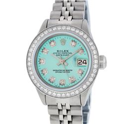 Rolex Ladies Stainless Steel Ice Blue Diamond Datejust Wristwatch