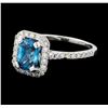 Image 1 : 1.96 ctw Blue Zircon and Diamond Ring -  Platinum