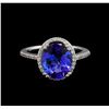 Image 2 : 3.35 ctw Tanzanite and Diamond Ring - 14KT White Gold