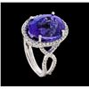 Image 4 : GIA Cert 14.65 ctw Tanzanite and Diamond Ring - 14KT White Gold