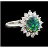 Image 1 : 0.82 ctw Black Opal and Diamond Ring - Platinum