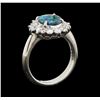 Image 4 : 0.82 ctw Black Opal and Diamond Ring - Platinum