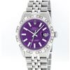 Image 1 : Rolex Stainless Steel Purple Index Pyramid Diamond DateJust Men's Watch