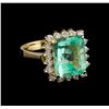 Image 1 : 5.48 ctw Emerald and Diamond Ring - 14KT Yellow Gold