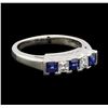 Image 1 : 0.52 ctw Sapphire and Diamond Ring - Platinum
