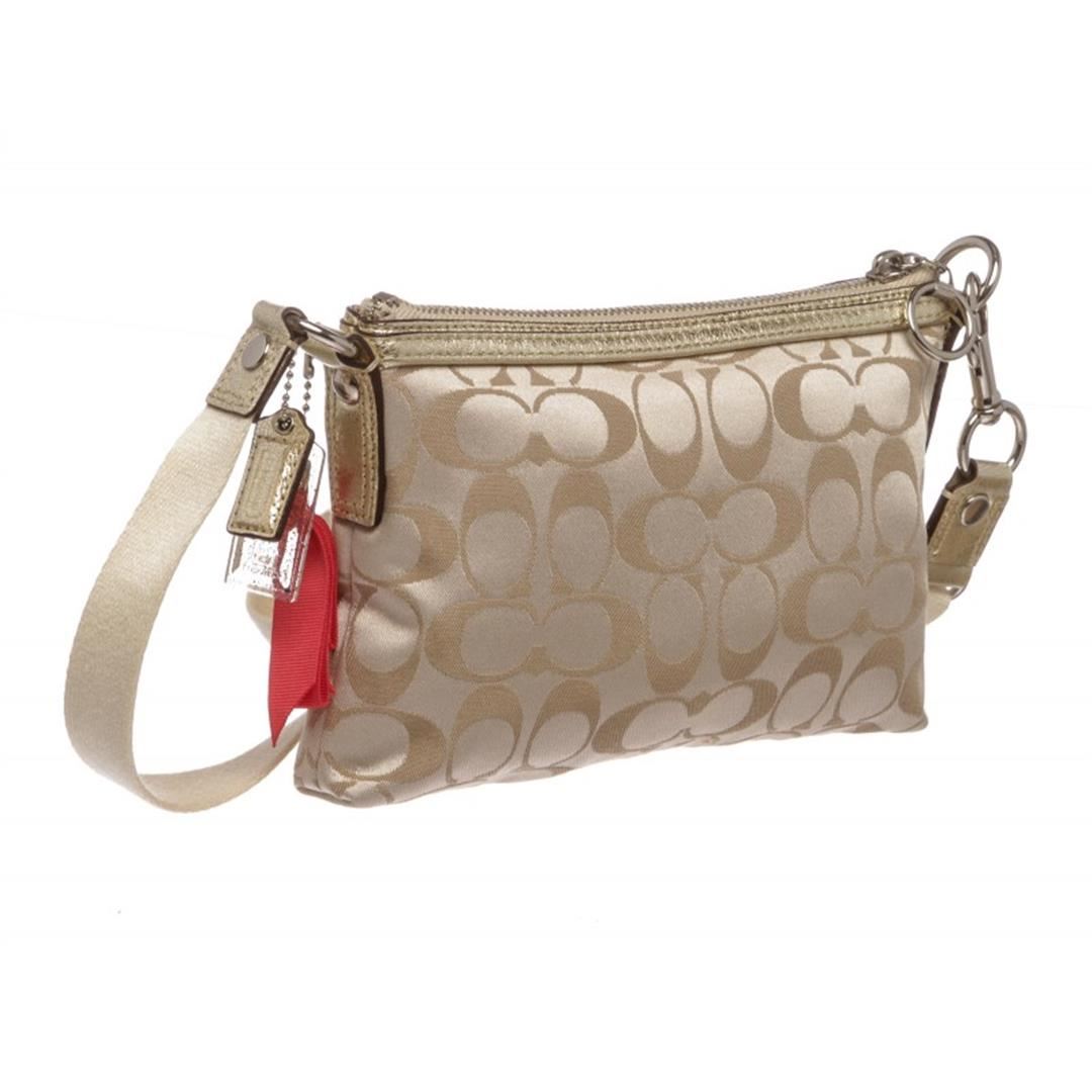 Coach Metallic Gold Canvas Monogram Poppy Crossbody Bag