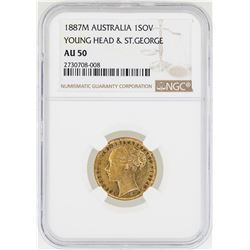 1887-M Australia Sovereign Young Head and St. George Gold Coin NGC AU50