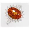 Image 2 : 14KT White Gold 4.25ctw Oval Cut Citrine and Diamond Engagement Ring