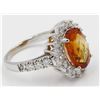 Image 4 : 14KT White Gold 4.25ctw Oval Cut Citrine and Diamond Engagement Ring