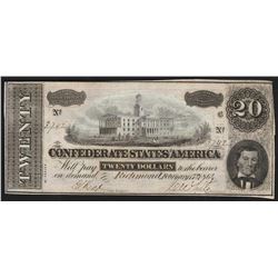 1864 $20 Confederate States of America Note