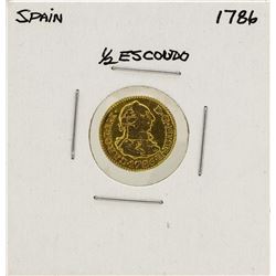 1786 Charles III Spanish 1/2 Escudos Gold Coin