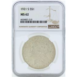 1921-S $1 Morgan Silver Dollar Coin NGC MS62