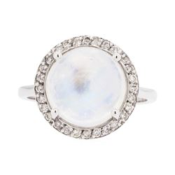 14KT White Gold Lady's 5.00ct Moonstone and Diamond Ring