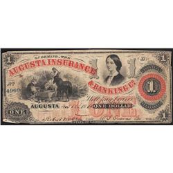 1864 $1 Augusta Insurance & Banking Co. Obsolete Note