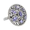 Image 1 : 18KT Black Rhodium 1.50ctw Tanzanite and Diamond Ring