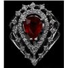 Image 1 : 14KT White Gold 2.94ctw Pear Cut Ruby and Diamond Ring