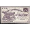 Image 1 : 1862 Five Cents C. & C.R. Harmon & Root Obsolete Note