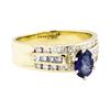 Image 1 : 14KT Yellow Gold 0.83ct Sapphire and Diamond Ring