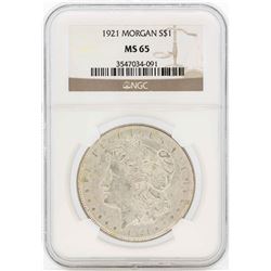 1921 $1 Morgan Silver Dollar Coin NGC MS65