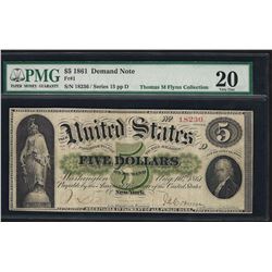 1861 $5 Demand Note Fr.1 PMG Very Fine 20