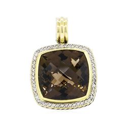 David Yurman Sterling Silver and 18KT Yellow Gold 25.00ct Smoky Quartz and Diamo