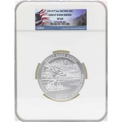 2014P 5oz ATB Great Sand Dunes Colorado Silver Coin NGC SP69