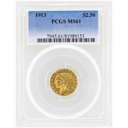 1913 $2 1/2 Indian Head Quarter Eagle Gold Coin PCGS MS61