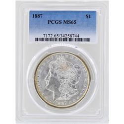1887 $1 Morgan Silver Dollar Coin PCGS MS65 Great Toning
