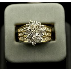 14KT Yellow Gold 2.05ctw Marquise Design Diamond Round Cut Ring