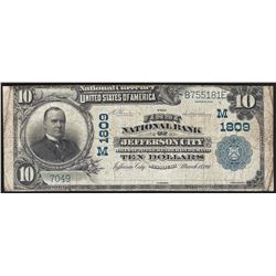 1902 $10 First National Bank of Jefferson City Currency Note CH# 1809