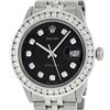 Image 2 : Rolex Mens Stainless Steel 3.15ctw Black Diamond Datejust Wristwatch