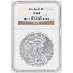 2013 $1 American Silver Eagle Coin NGC MS69