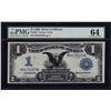Image 1 : 1899 $1 Black Eagle Silver Certificate Note Fr.228 PMG Choice Uncirculated 64