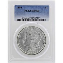 1886 $1 Morgan Silver Dollar Coin PCGS MS66