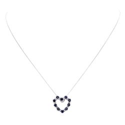 14KT White Gold 0.70ctw Sapphire and Diamond Pendant with Chain