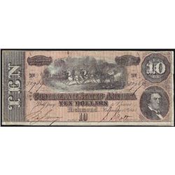 1864 $10 Confederate States of America Note