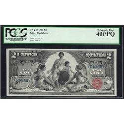 1896 $2 Educational Silver Certificate Note Fr.248 PCGS Extremely Fine 40PPQ