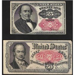 Set of 1874 Twenty-Five & Fifty Cent 5th Issue Fractional Notes