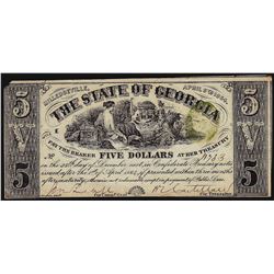1864 $5 The State of Georgia Obsolete Bank Note