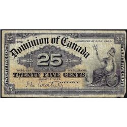 1900 Twenty Five Cent Dominion of Canada Bank Note