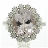 Image 2 : 14KT White Gold Estate Bridal 5.32ctw Morganite Ring and Diamond Ring