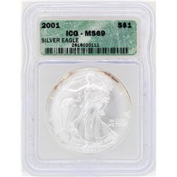 2001 $1 American Silver Eagle Coin ICG MS69