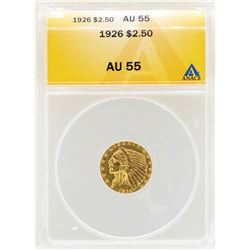 1926 $2 1/2 Indian Head Quarter Eagle Gold Coin ANACS AU55
