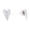 Image 2 : 14KT White Gold 0.25ctw Diamond Heart Shaped Earrings