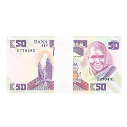 Pack of (100) Zambia 50 Kawacha Uncirculated Notes